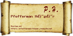Pfefferman Hágár névjegykártya